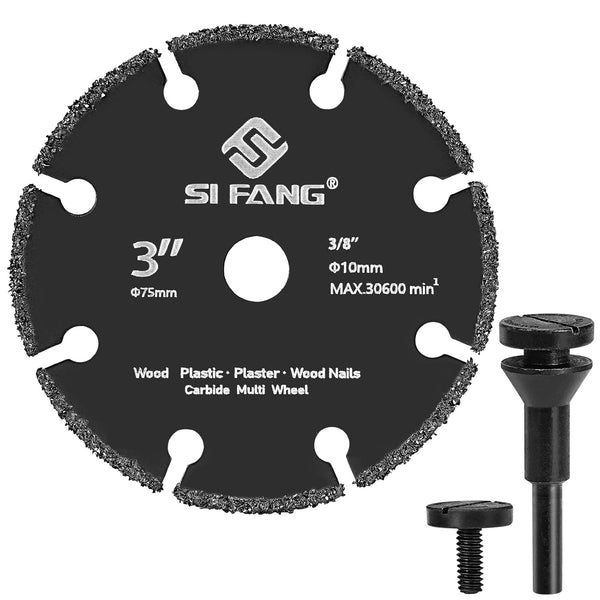 3 Inch Cut Off Wheel with 1/4" Mandrel Adapter for Die Grinder, Tungsten Carbide Blade for Rotary Tools