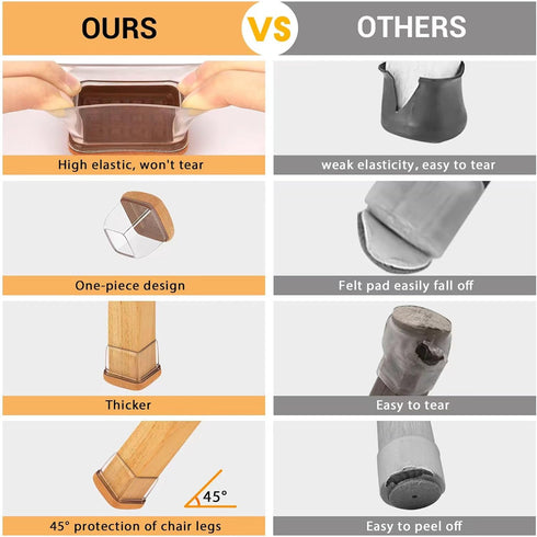 24 1-2/5" 1-4/5") Pcs Extra Large Square Chair Leg Floor Protectors, Silicone Chair Leg Protectors for Hardwood Floors