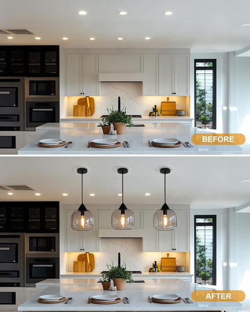 5 6 inch E26 Recessed to Pendant Light Converter Kit and Can Light Conversion, Includes Socket, Mounting Bracket, Round