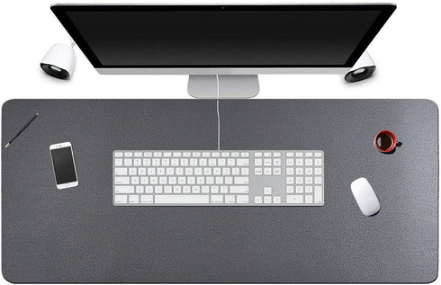 Desk Pad for Office Home 31" x 13", PU Leather Waterproof Large Desk Writing Mat Organizer, Grey