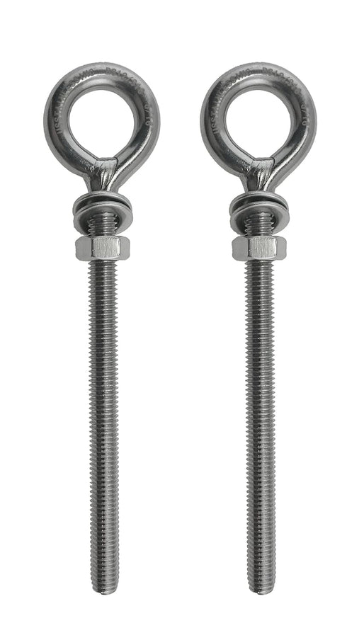 US Stainless 2 Pieces M8 Eye Bolt - 8mm x 100mm, Stainless Steel 316 Marine Grade