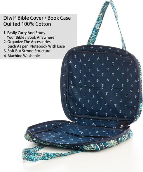 DIWI Quilted Bible Cover - Extra Large Sizes (11.25 x 8.25 x 2.75 Inches), Bible Tote Case, C2 Royal Blue