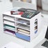 SONGWAY Desktop Mail Sorter Organizer, Small File Organizer with 8 Compartments for Desk, Ink Pad Storage