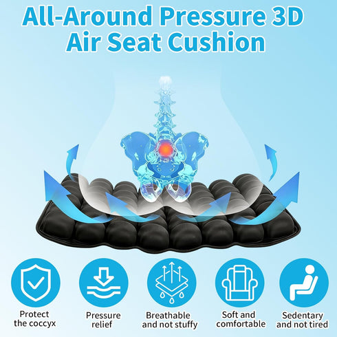 XGPGBXGT Press Type Inflatable Travel Cushion Airplane Seat Cushion, Built-in Air Pump Portable Airplane Seat Cushion