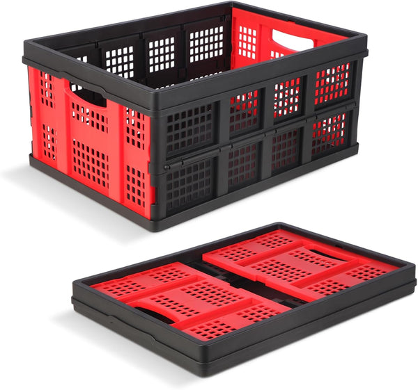 Collapsible Storage Bins 55L, 1PK Heavy Duty Plastic Milk Crates for Storage,