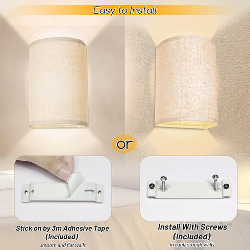 FINCMY Set 18 Dimmable Battery Operated Wall Sconces of Two, RGB Colors Stick on Wall Lights with Remote, Changeable