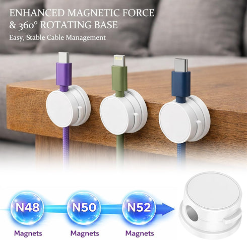 ZCFLCK 8Pack Magnetic Cable Clip Phone Cord Holder, Rotatable Phone Charger Cord Holder for Nightstand, Desk, Car