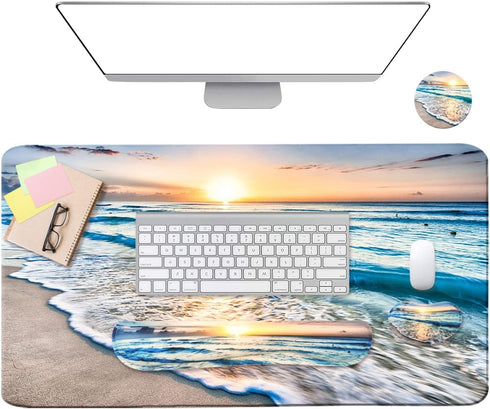 WB WEIRDBEAST 4-in-1 Set, Large Gaming Mouse Pad, Keyboard Wrist Rest Pad & Wrist Support Mousepad Extended Desk Pad