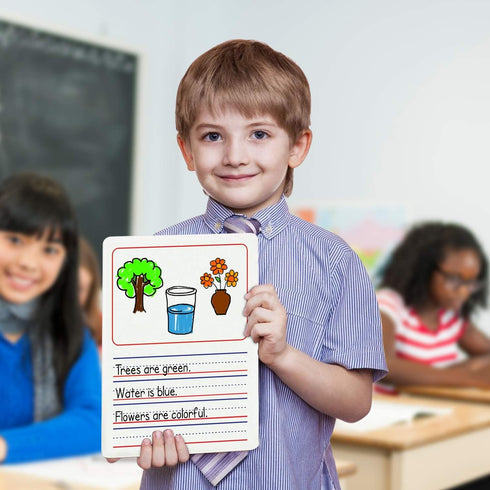 Double Sided Whiteboard 9”x12” for Kids, Story Lined Dry Erase Board for Writing, Drawing - Age 3-5, Teacher,