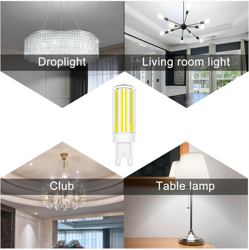 G9 Bulb 80w 60w Dimmable, 6300K AC120V G9 700LM, Pack 5 LED Halogen Equivalent Cool White, COB No-Flicker Ceramic Bi