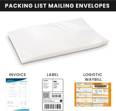 Shipping Label Sleeves, 200Pcs, 7.5x5.5 Inches, Packing Slip Envelope Pouches with Self-Adhesive Peel & Seal