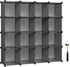 SONGMICS Cube Storage Organizer, Set of 16 Plastic Cubes, Gray, 12.2 x 48.4 x 48.4 Inches, Book Shelf, Closet Organizers