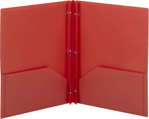 Smead Poly Two Pocket Folder with Fasteners, 11"x 8 1/2", Pack of 25, Red (87727)