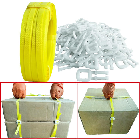 Banding Strapping Kit, Packaging Tool with 5900" Length Poly Strapping and 100 Buckles