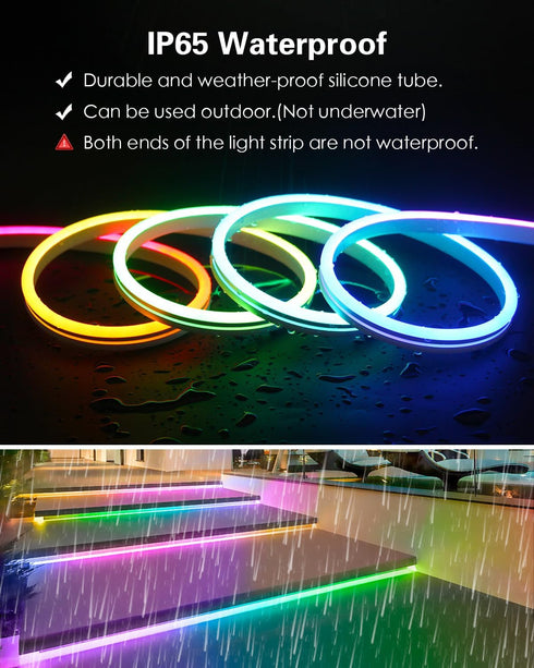WS2811 16.4ft Programmable 12V IP65 ALITOVE Addressable Neon LED Strip Lights Room Decor Flexible Digital RGB IC LED