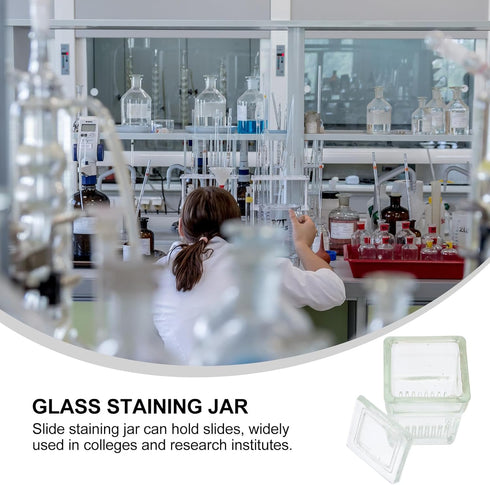 ULTECHNOVO 2 Pcs Glass Staining Jar Laboratory Material, 9-Slide Staining Tank with Lids