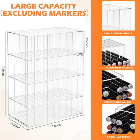 Colingmill 144 Acrylic Marker Organizer for Markers, Extra Large Art Marker Storage Rack for Desk, Durable Pencil