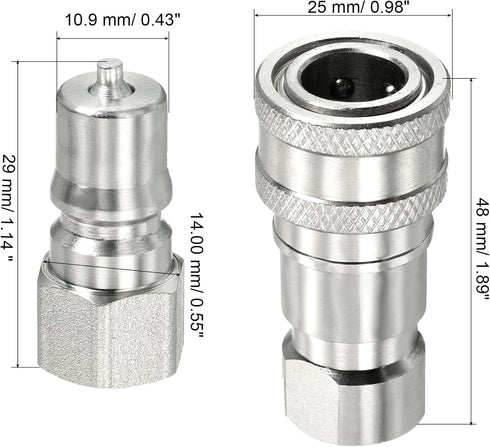 PATIKIL Hydraulic Quick Connect Coupler Set, 1 Set Carbon Steel G1/8 Female Pipe Fitting Plug Adapter for Construction Agriculture, Silver by PATIKIL