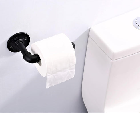 Industrial Style Toilet Paper Holder, Vintage Metal Iron Pipe Wall Mounted Towel Rack for Bathroom Kitchen (Rust Free,