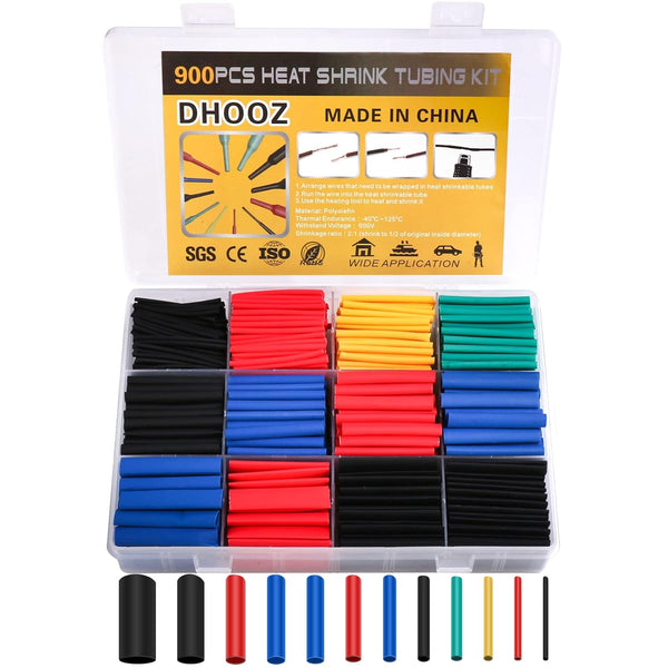 900 Pcs Wire Heat Shrink Tubing Kit, Industrial Heat-Shrink Tubing for Wires, 12 Sizes, 6 Colored Assorted
