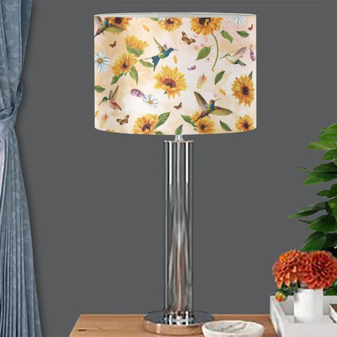 Dreaweet Sunflower Hummingbird Lamp Shades for Floor Lamps,Small Size Hardback Drum Shade