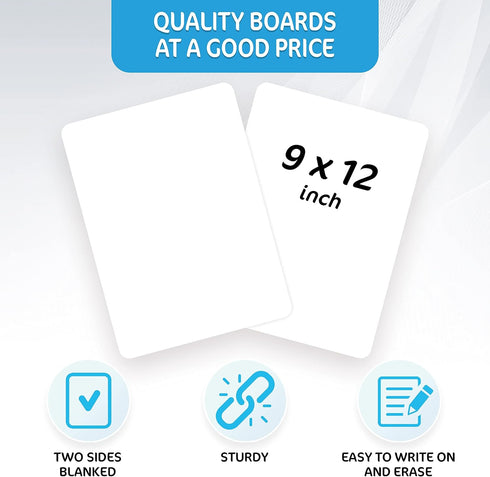 Personal White Boards for Students, 10 Pack of 9x12 Dry Erase Boards for Classroom Use, Double Sided