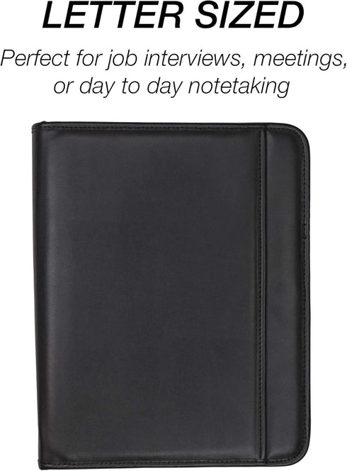 Samsill Professional Padfolio, Black, Full Size, 10.1 Inch Tablet Sleeve, 8.5 x 11 Inch Notepad