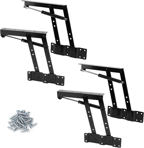 ZOENHOU 2 Pairs 4 PCS 150N Folding Gas Hydraulic Lift Up Table Mechanism, Lift Up Top Hinge, Modern Coffee Table