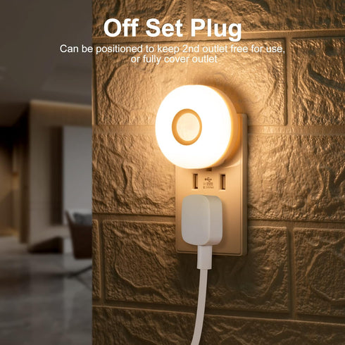 6000K Cozy (2-Pack)) YELKO Motion Sensor Night Light - White Anti-Glare Plug in LED Nightlight, Ultra Bright