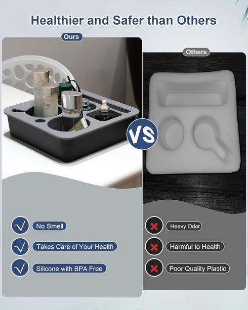 Couch Cup Holder Tray, Bonfixe Stable Couch Caddy for Bed and Sofa, Upgraded Capacity Health-Friendly Silicone