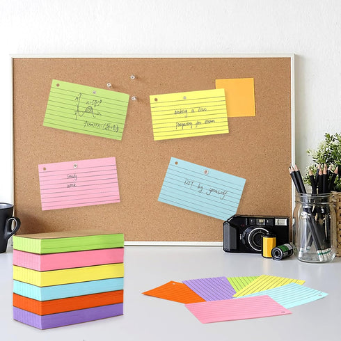 600PCS Cards,3x5 Inches Lovppy Index Colored Flash Cards with Ring, Punched Lined Flashcards Ruled Index Cards