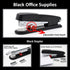 UPIHO Black Desk Accessories, Stapler and Tape Dispenser Set with Large Stapler, Remover, Clips, Scissors