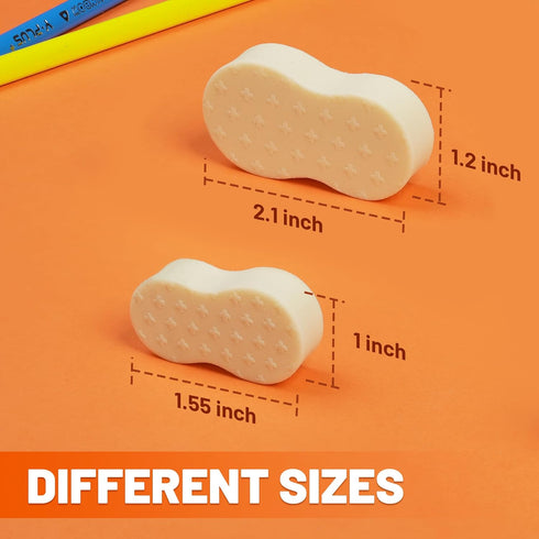 Yplus Eraser Line - Cute White Rubber Pencil Erasers for Kids, Artist No Residues, 6 Pcs for School Office