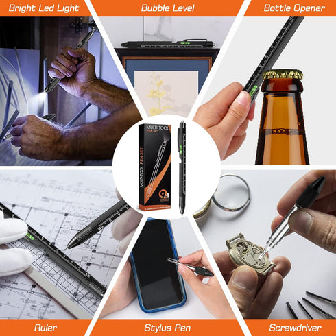 Gifts for Men, 9 in 1 Multitool Pen, Stocking Stuffers for Adults, Tools Gadgets for Men, Birthday Christmas Gifts