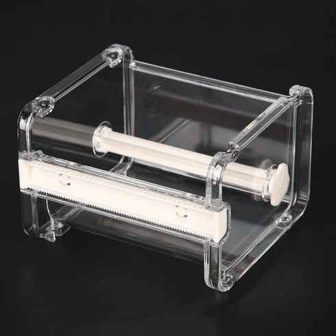 Tape Cutter, Transparent Washi Adhesive Tape Dispenser 2 in 1 Office Stackable Desktop Washi Tape Holder with Cutter Roll Tape Holder Organize One Second Cutting Save Time and Effort(white)