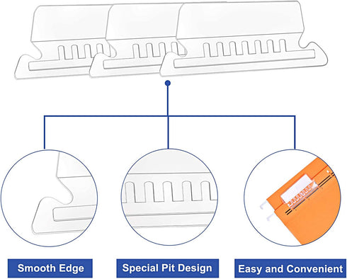 File Folder Tabs - 100+200 Sets Hanging File Tabs with Inserts for Quick Identification, 2 Inch Clear Plastic
