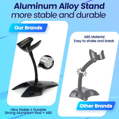 OBZ 1D 2D CMOS Barcode Scanner with Stand, USB Wired Handheld QR Code Scanner Supports Screen Scan, Portable Automatic