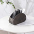 TV Remote Holder - PU Leather Organizer with 5 Compartments for Table, Office Desk for Pen and Stationary, Brown