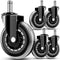 Office Chair Wheels, Replacement Rubber Wheels, Universal Fit 3 Inch Chair Casters, Heavy-Duty, Noise Free, 5 Pack