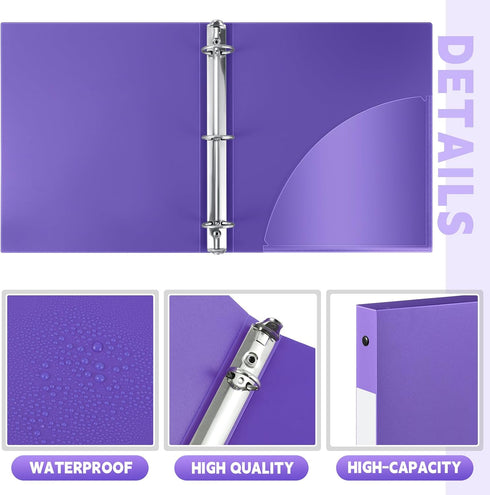Henoyso 16 Pcs 1/2 Inch 3 Ring Plastic Binder, Flexible Binders Hold up to 8.5" x 11" Paper, Back to School Supply
