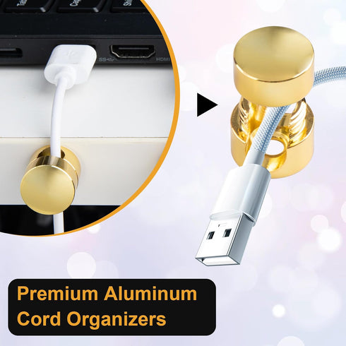 CustomyLife 3Pcs 2-in-1 Cable Anchors for Desk, Gun Metal Cord Anchors Holder Aluminum Wire Organizers Adhesive