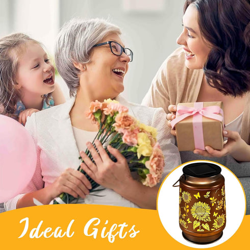 Mothers Day Gifts for Mom Solar Lanterns Outdoor Waterproof Sunflower Garden Decor Gifts for Women Mom Grandma Sister