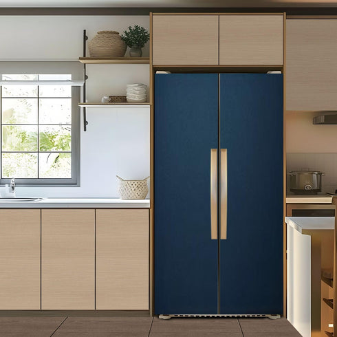 BSPWIRFNZPL Set 6 Self Adhesive Vinyl Refrigerator Wrap Canvas Surface Paper Dark Blue Color Grunge Texture for Door