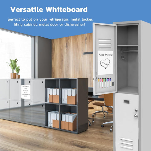 Magnetic Whiteboard for Fridge, 12 x 8 Inches, Small Dry Erase Board with 8 Markers and 1 Eraser
