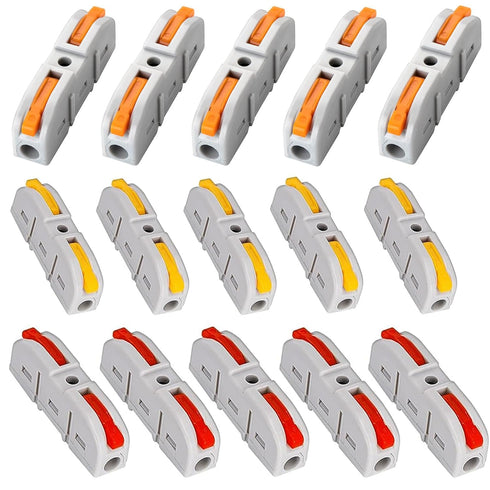 60Pcs Lever Nuts Wire Connectors, 1 to 1 Inline Electrical Kit for Quick Connect 28-12 AWG