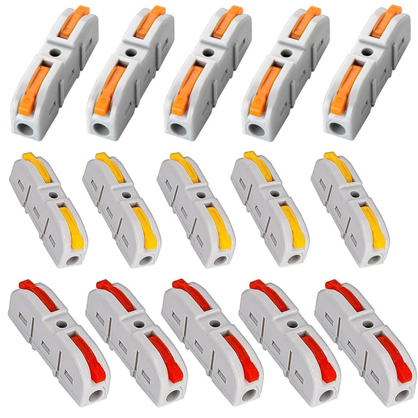 60Pcs Lever Nuts Wire Connectors, 1 to 1 Inline Electrical Kit for Quick Connect 28-12 AWG