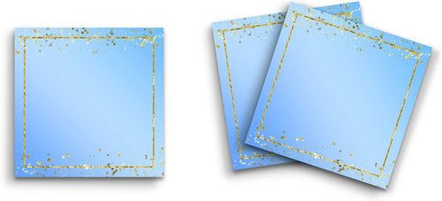 Butler in the Home Sticky Notes, 12 Pack 3"x3" Light Blue and Gold Glitter Border, 50 Sheets/Pad