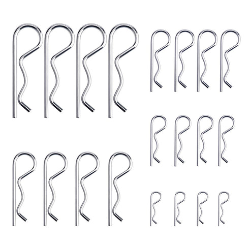 Luter 20Pcs R Clips Retaining Pins, Heavy Duty Zinc Plated Split Pin Assortment Kit for Tow Truck Lock Systems