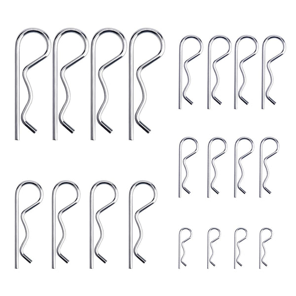 Luter 20Pcs R Clips Retaining Pins, Heavy Duty Zinc Plated Split Pin Assortment Kit for Tow Truck Lock Systems
