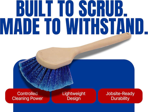 20 2 Bon Wash Applicator Brush with Blue Fiber Bristles and in. Handle, Chemical-Resistant Scrub Brush with in. Trim
